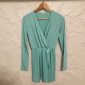Tiffany Blue Faux Wrap Dress